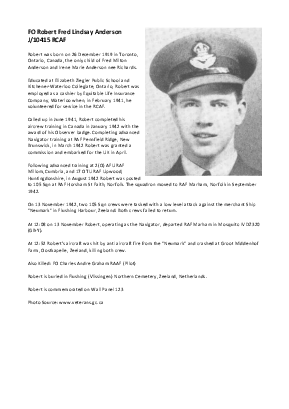 A preview of a PDF biography for Anderson, Robert Fred Lindsay